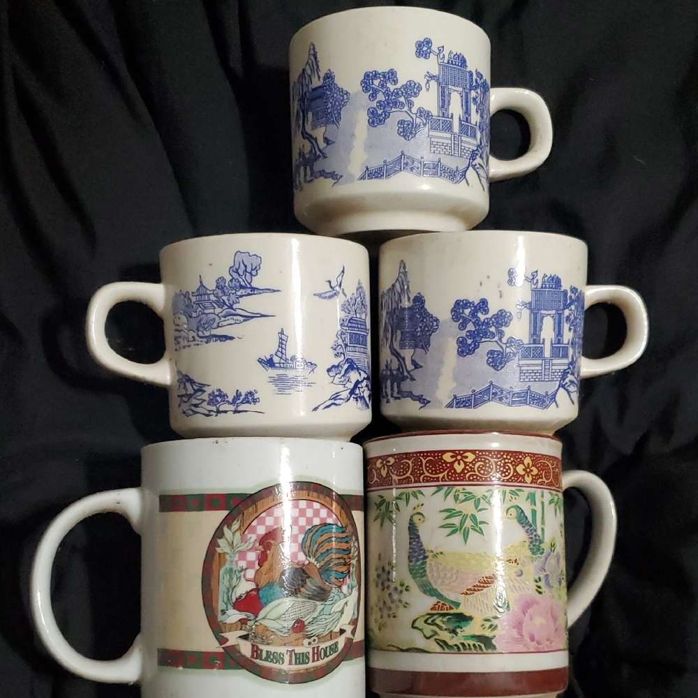 Vintage Blue and White Mug Collection